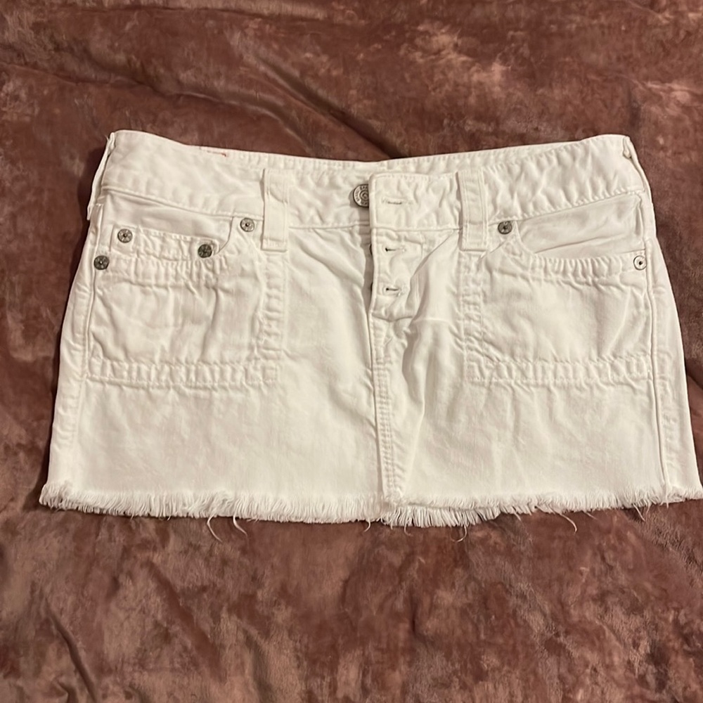 True Religion white denim mini